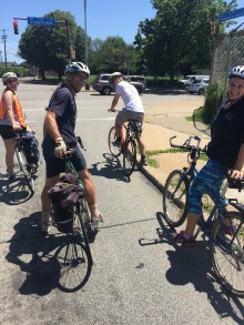 bike mounted volunteers monitoring neighborhood air quality