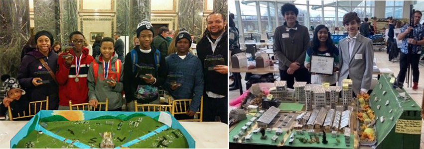 students showing their displays during Future City Competition
