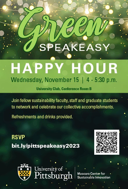 "A flyer for MCSI's Green Speakeasy Happy Hour."
